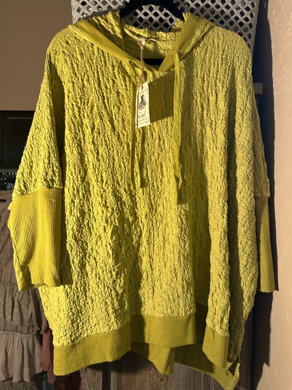 Easel brand Chartreuse Textured Hoodie